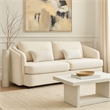 Pemberly Row 84 Inch Sofa 2 Lumbar Pillows in Beige Linen Modern Shape