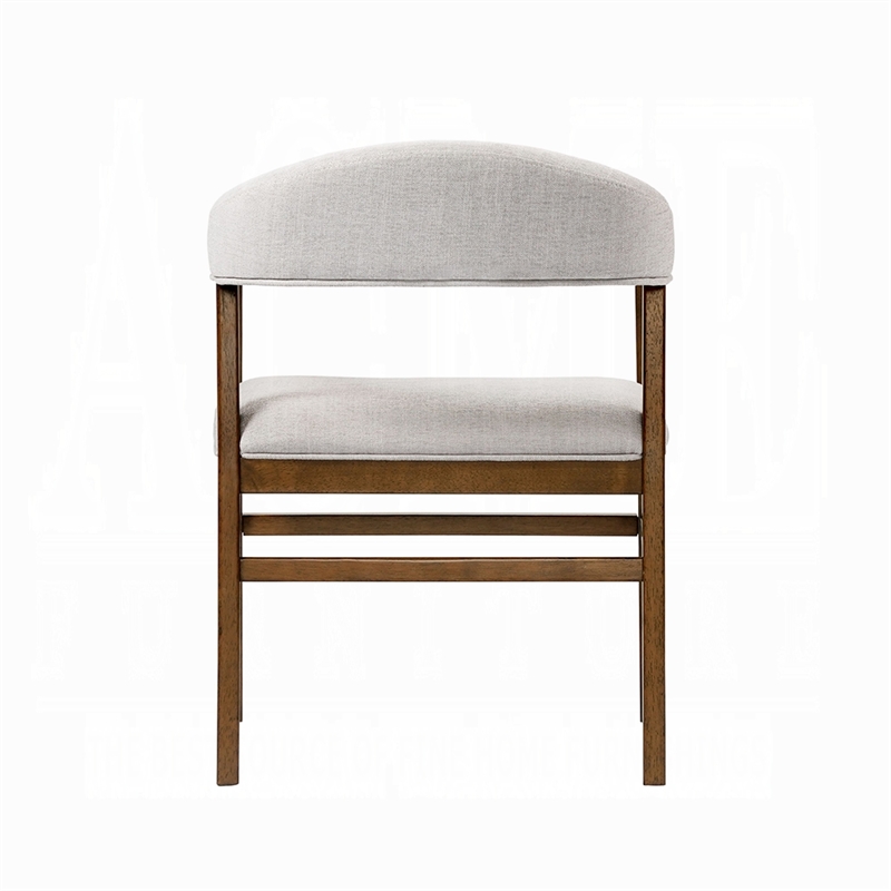 Pemberly Row Side Dining Chair Set of 2 in Gray Fabric Dark Walnut Brown Wood