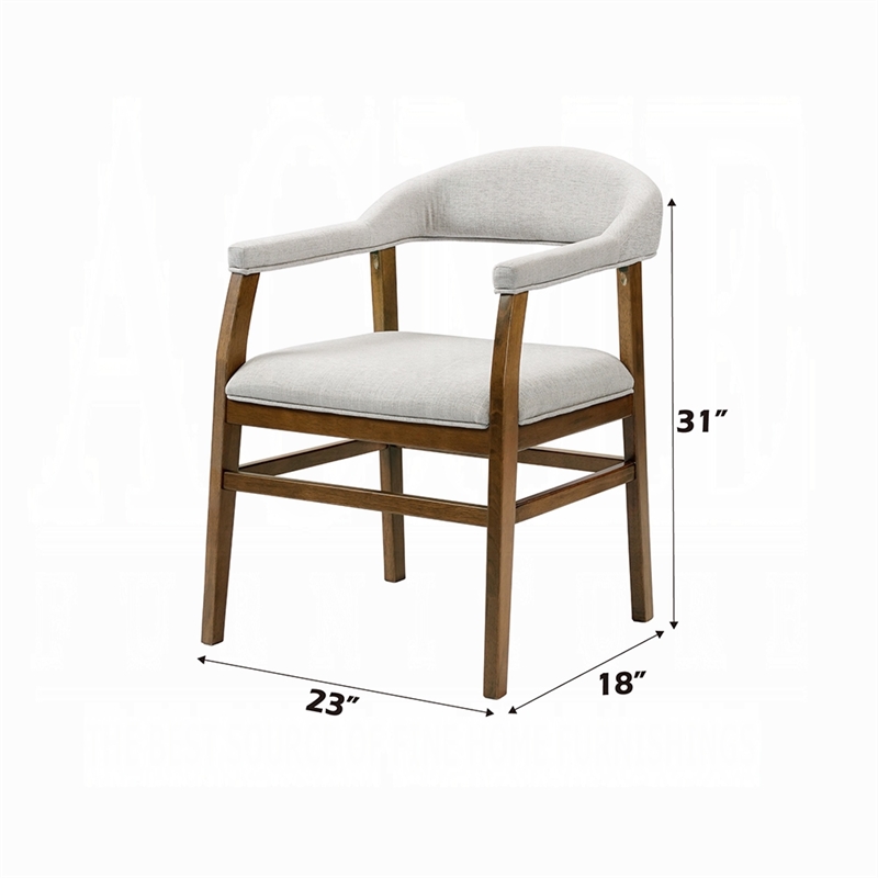 Pemberly Row Side Dining Chair Set of 2 in Gray Fabric Dark Walnut Brown Wood