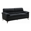 Pemberly Row 83 Inch Sofa in Sleek Black Top Grain Leather Bronze Metal