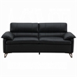 Pemberly Row 83 Inch Sofa in Sleek Black Top Grain Leather Bronze Metal
