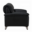 Pemberly Row 83 Inch Sofa in Sleek Black Top Grain Leather Bronze Metal