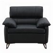 Pemberly Row 43 Inch Accent Chair in Black Top Grain Leather Bronze Metal