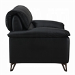 Pemberly Row 43 Inch Accent Chair in Black Top Grain Leather Bronze Metal