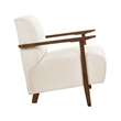 Pemberly Row Accent Club Chair in Beige Corduroy Dark Brown Solid Wood Frame