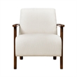 Pemberly Row Accent Club Chair in Beige Corduroy Dark Brown Solid Wood Frame