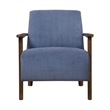 Pemberly Row Accent Club Chair in Blue Corduroy Dark Brown Solid Wood Frame