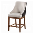 Pemberly Row Counter Height Chair Set of 2 in Black Faux Leather Gray Fabric