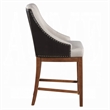 Pemberly Row Counter Height Chair Set of 2 in Black Faux Leather Gray Fabric