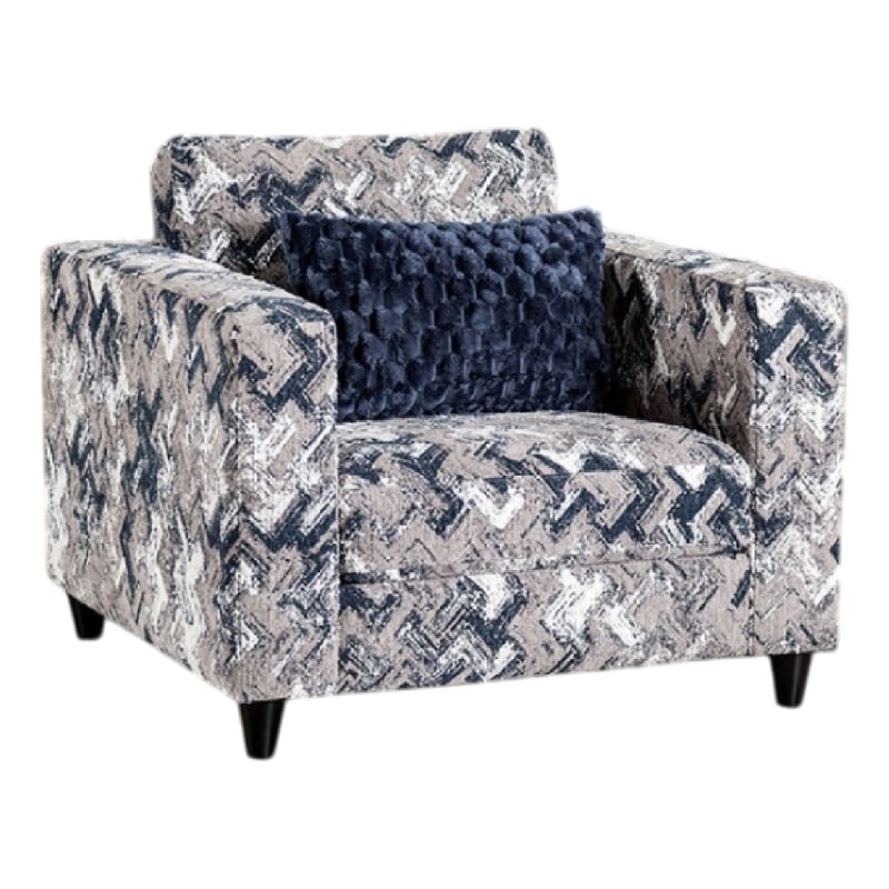 Pemberly Row Accent Club Chair 1 Throw Pillow in Light Gray Chenille Pattern