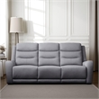 Pemberly Row 87 Inch Manual Recliner Sofa Scroll Arms in Solid Wood Gray Fabric