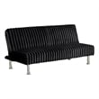 Pemberly Row Fold Out Futon Sofa Bed in Rich Black Modern Chrome Metal Legs