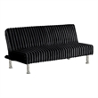 Pemberly Row Fold Out Futon Sofa Bed in Rich Black Modern Chrome Metal Legs
