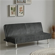 Pemberly Row Fold Out Futon Sofa Bed in Dark Gray Modern Chrome Metal Legs