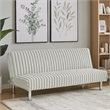 Pemberly Row Fold Out Futon Sofa Bed in Light Gray Modern Chrome Metal Legs