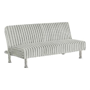 Pemberly Row Fold Out Futon Sofa Bed in Light Gray Modern Chrome Metal Legs