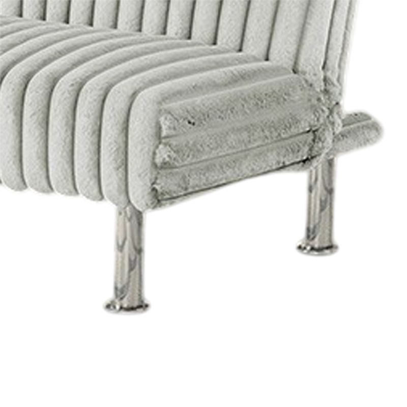 Pemberly Row Fold Out Futon Sofa Bed in Light Gray Modern Chrome Metal Legs