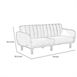 Pemberly Row Fold Out Futon Sofa Bed in Light Gray Retro Channel Tufted Back