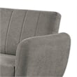 Pemberly Row Fold Out Futon Sofa Bed in Light Gray Retro Channel Tufted Back