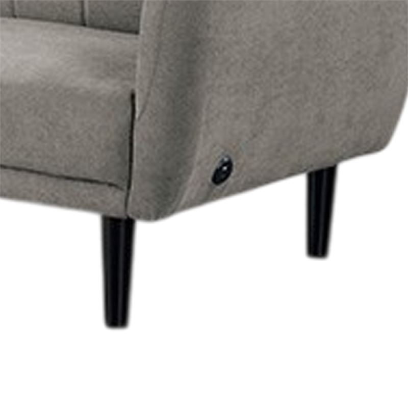 Pemberly Row Fold Out Futon Sofa Bed in Light Gray Retro Channel Tufted Back