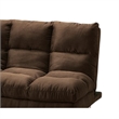 Pemberly Row Fold Out Futon Sofa Bed Tufted in Dark Brown Microfiber Chrome Legs