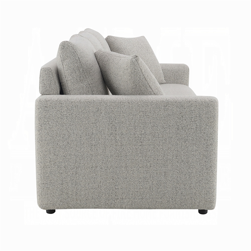 Pemberly Row 89 Inch Sleeper Sofa Full Fold Out Bed 2 Pillows in Gray Boucle
