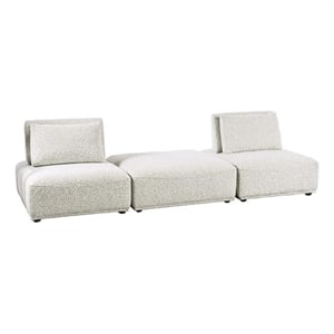 Pemberly Row 2 Seat Modular Sofa Square Ottoman in Gray Boucle Adjustable Back