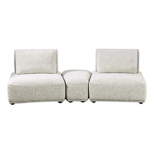 Pemberly Row Modular Curved 2 Seat Sofa Ottoman in Gray Boucle Adjustable Back