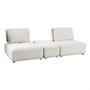 Pemberly Row Modular 2 Seat Sofa Small Ottoman in Light Gray Adjustable Back