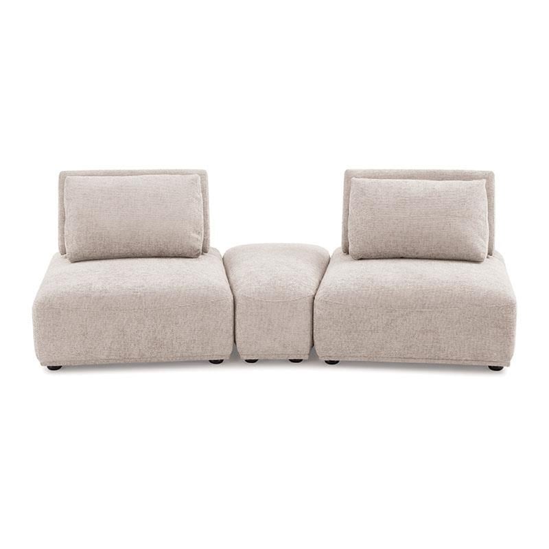 Pemberly Row Modular Curved 2 Seat Sofa in Light Brown Boucle Adjustable Back