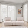 Pemberly Row Modular Curved 2 Seat Sofa in Light Brown Boucle Adjustable Back