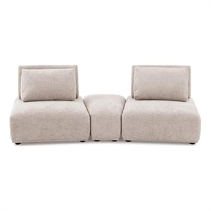 Pemberly Row Modular Curved 2 Seat Sofa in Light Brown Boucle Adjustable Back