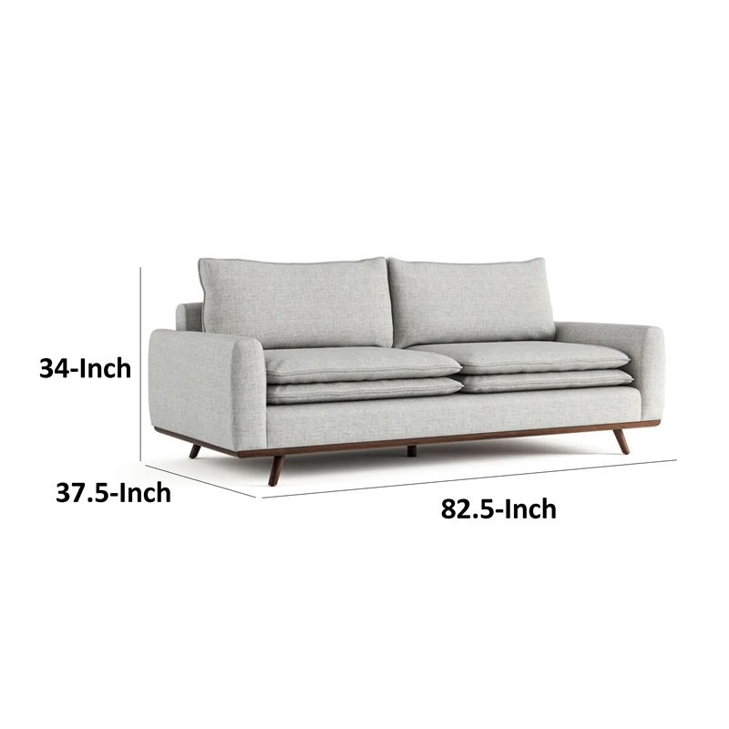 Pemberly Row 83 Inch Sofa with Feather Blend Pillows in Dark Brown Wood Gray