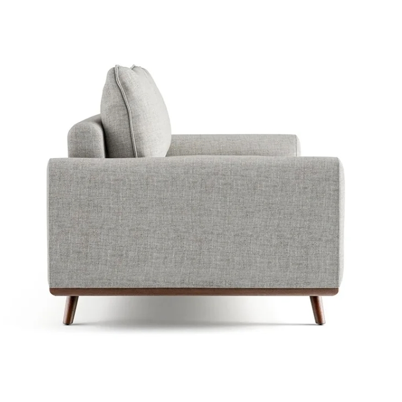 Pemberly Row 83 Inch Sofa with Feather Blend Pillows in Dark Brown Wood Gray