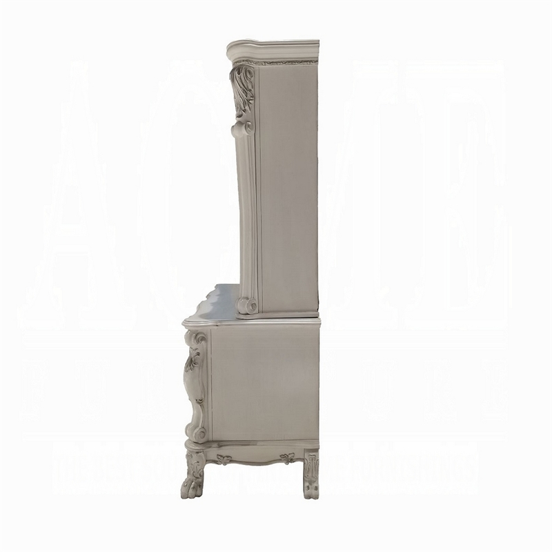 Pemberly Row 88 Inch Computer Desk and Hutch Victorian Classic in Bone White