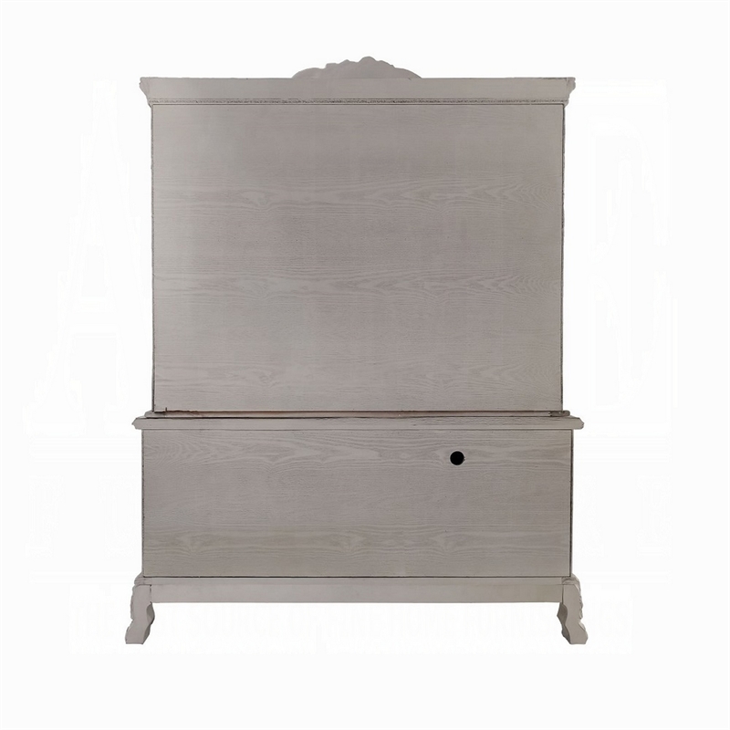 Pemberly Row 88 Inch Computer Desk and Hutch Victorian Classic in Bone White