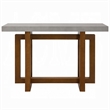 Pemberly Row 47 Inch Sofa Table Cross Base in Faux Concrete Brown Wood