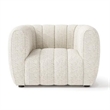 Pemberly Row Accent Chair in White Channel Tufted Boucle Curved Low Back