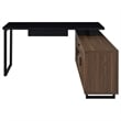 Pemberly Row L Shape Computer Desk 2 Doors Drawers Black Metal Walnut Wood