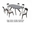 Pemberly Row 7 Piece Dining Table Set 6 Fabric Chairs 3D Cut Edges Black Wood