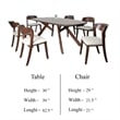 Pemberly Row 7 Piece Dining Table Set 6 Ivory Chairs 3D Edge Brown Solid Wood