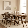Pemberly Row 7 Piece Dining Table Set 6 Ivory White Chairs Brown Full Solid Wood