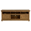 Pemberly Row 70 Inch TV Stand Media Cabinet 2 Doors 4 Shelves in Brown Wood