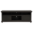 Pemberly Row 70 Inch TV Stand Media Cabinet 2 Doors 4 Shelves in Black Wood