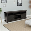 Pemberly Row 70 Inch TV Stand Media Cabinet 2 Doors 4 Shelves in Black Wood
