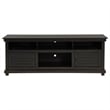 Pemberly Row 70 Inch TV Stand Media Cabinet 2 Doors 4 Shelves in Black Wood