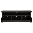 Pemberly Row 70 Inch TV Stand Media Cabinet 2 Doors 4 Shelves in Black Wood