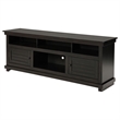 Pemberly Row 70 Inch TV Stand Media Cabinet 2 Doors 4 Shelves in Black Wood