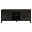 Pemberly Row 60 Inch TV Stand Media Cabinet 2 Door and Shelves in Black Wood