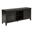 Pemberly Row 60 Inch TV Stand Media Cabinet 2 Door and Shelves in Black Wood